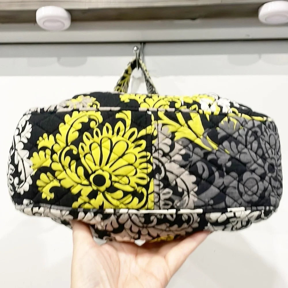 Vera Bradley Retired Yellow Black Baroque‎ Satchel Magnet Shoulder Handbag Hobo